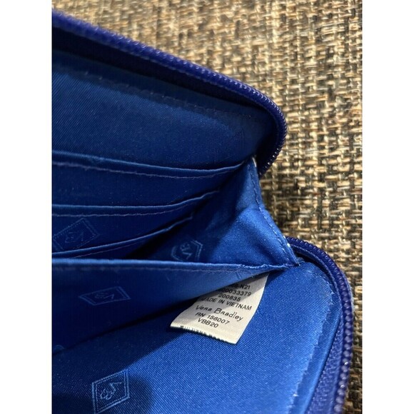 VERA BRADLEY Blue White Zip Embroidered Kansas Univ Jayhawks Wallet Wristlet - Picture 5 of 6